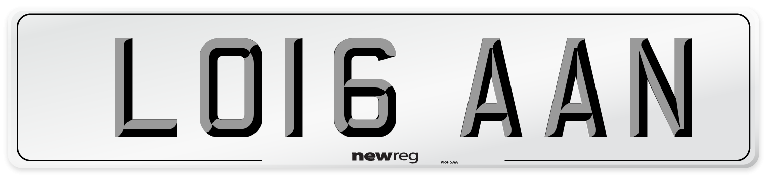 LO16 AAN Number Plate from New Reg